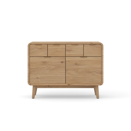 Komoda z litego drewna 120 × 90 × 50 cm – 4 szuflady i 2 szafki